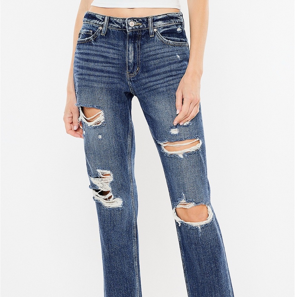 Non-Stretch Distressed Blue Women's Jeans